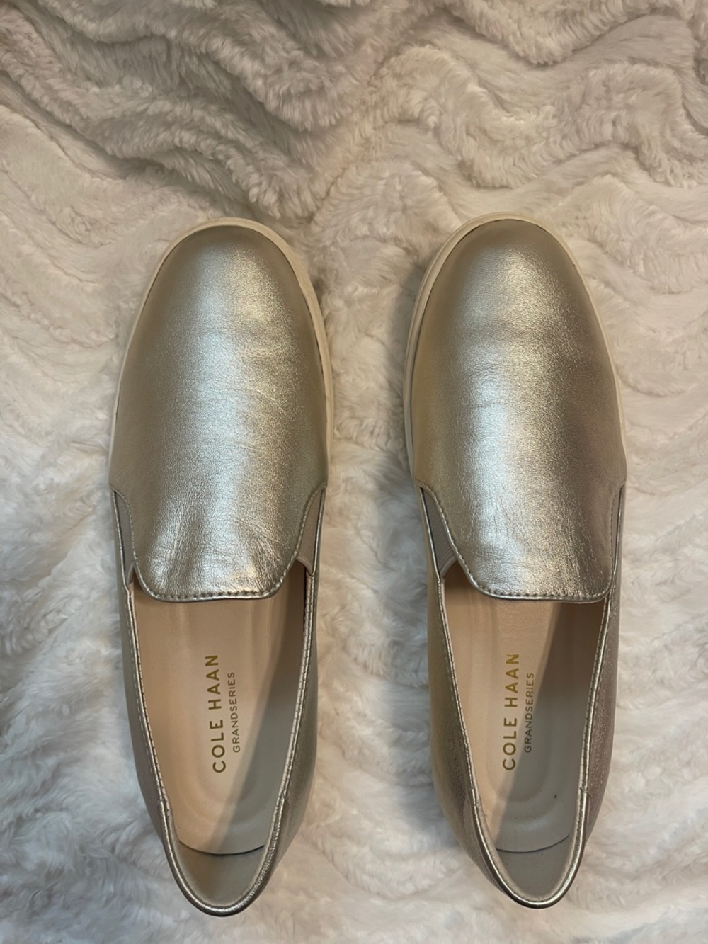 Cole Haan Gold Leather Slip-On Sneakers - Picture 7 of 16